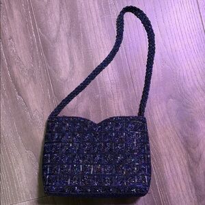 Elegant royal blue Beaded Clutch